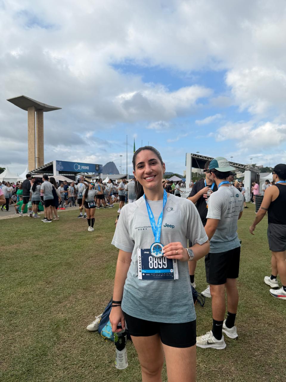 Júlia após uma corrida de rua no Rio de Janeiro